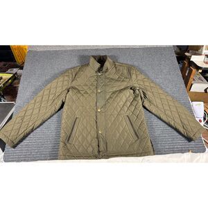 Orvis RT7 Quilted Jacket Mens Olive Green Diamond Quilt Route 7 Full Zip Snap
